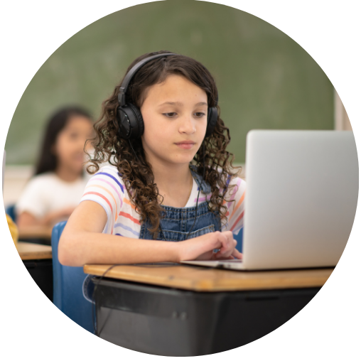 Students using educational technology