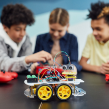 Students with robotics