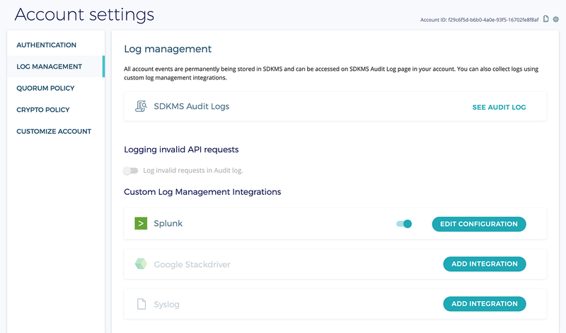 Log management integrations