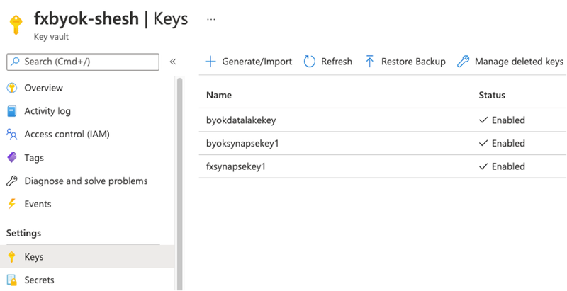 Creation on Azure Key Vault