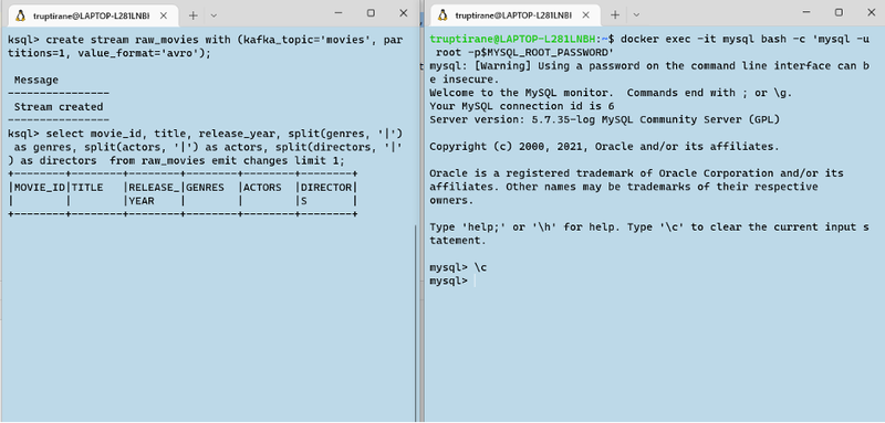 KSQL-CLI session