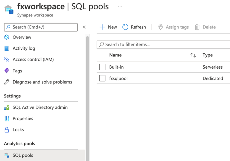 SQL Pool under the workspace