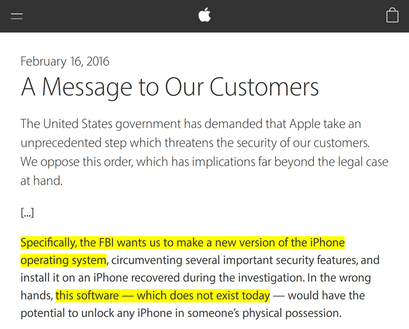 Apple Letter excerpt