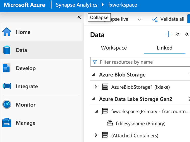 map Azure fxaccountname to the Workspace
