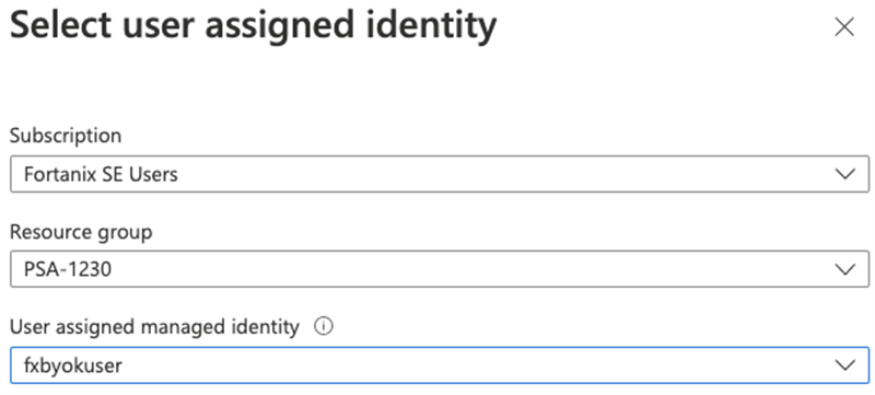 select user assigned identity