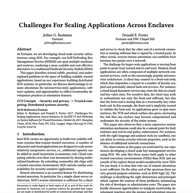 Challenges For Scaling Applications Across Enclaves