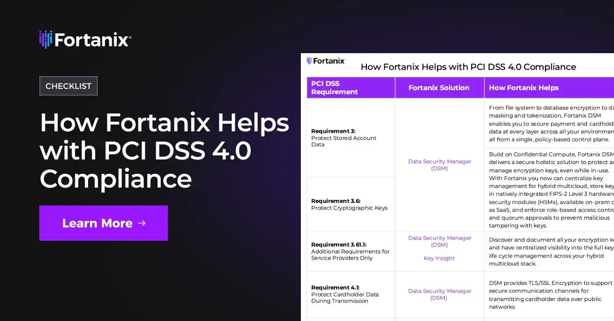 Fortanix for PCI DSS 4.0 Compliance