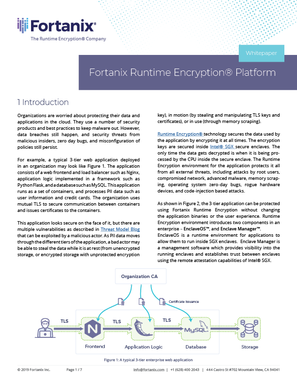 Fortanix Runtime Encryption® Platform