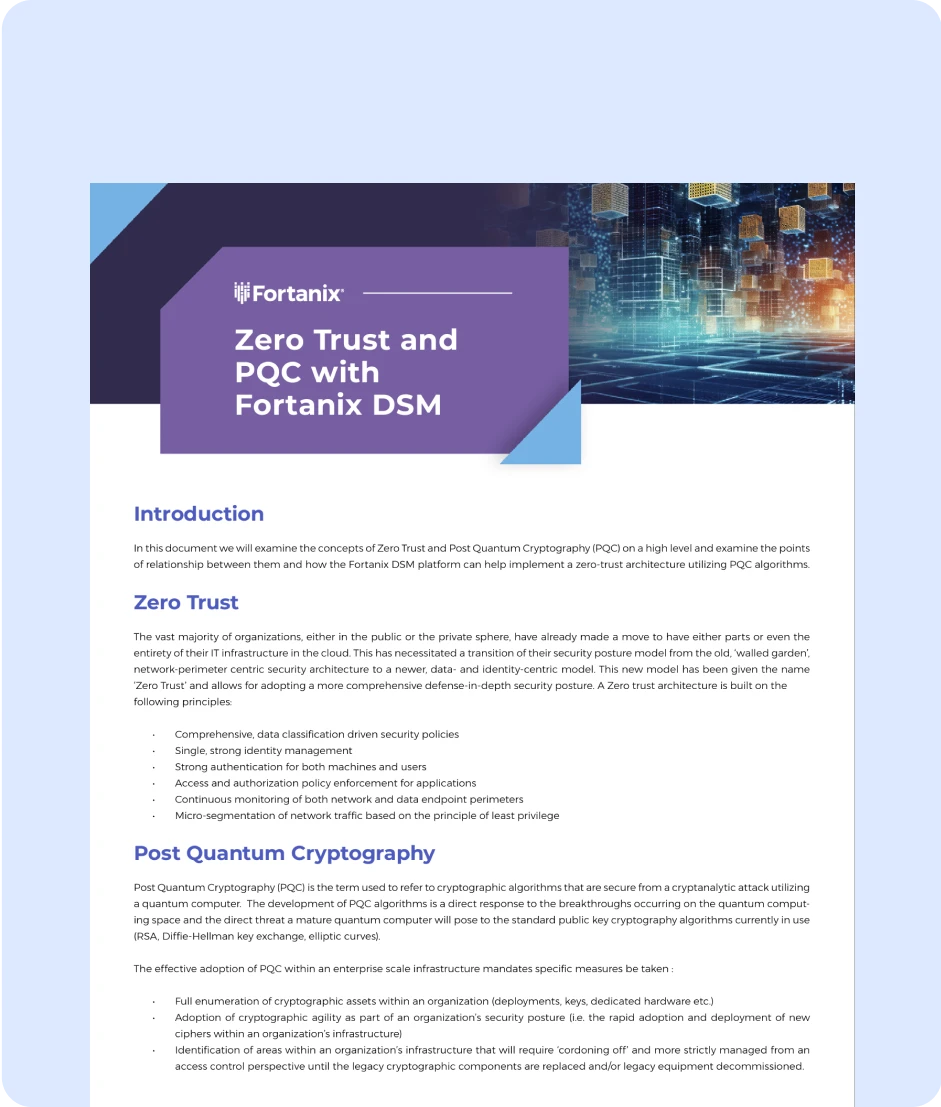 Zero Trust and PQC with Fortanix DSM