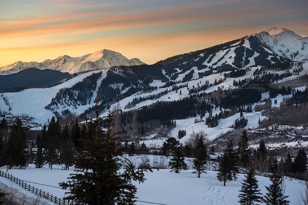 sunrise over aspen mountains