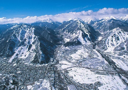 drone image of aspen mountains