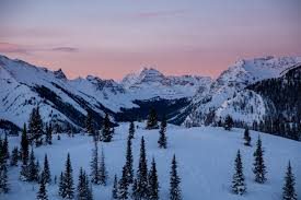 maroon bells with snow and sunset