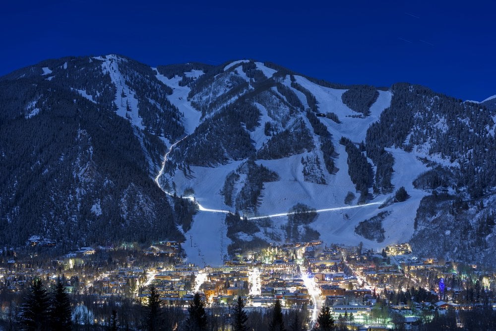 aspen with lights at night