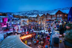 snowmass at night with christmas lights