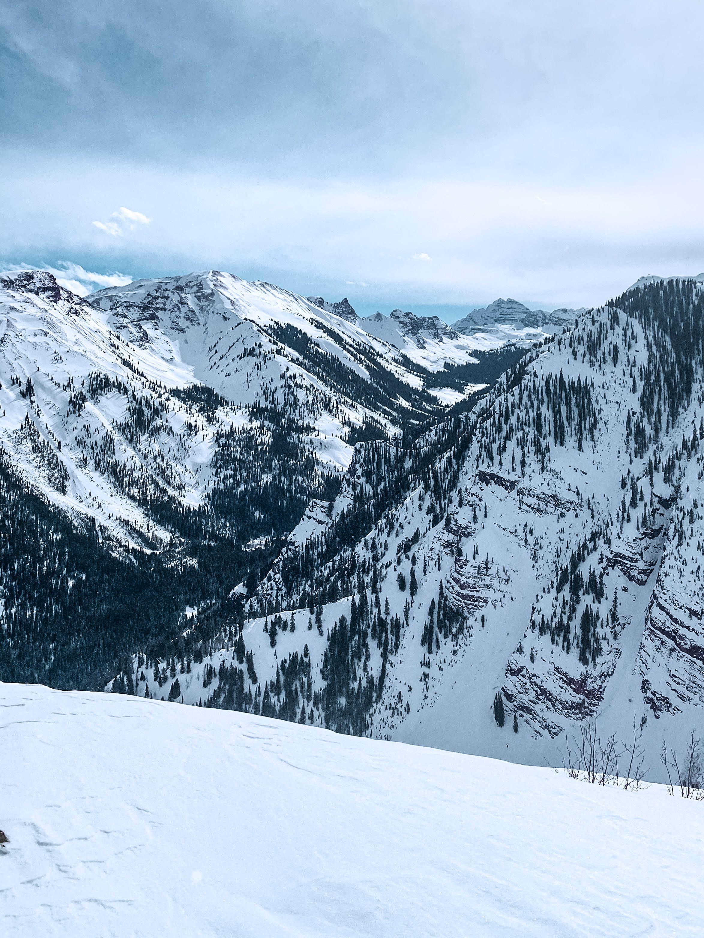 aspen mountain in winter high elevation view