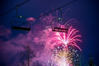 fireworks on new years with chair leift