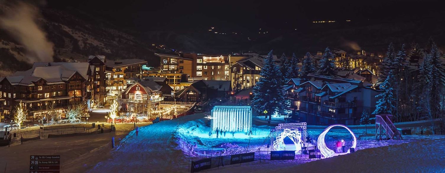 aspen city with colorful lights