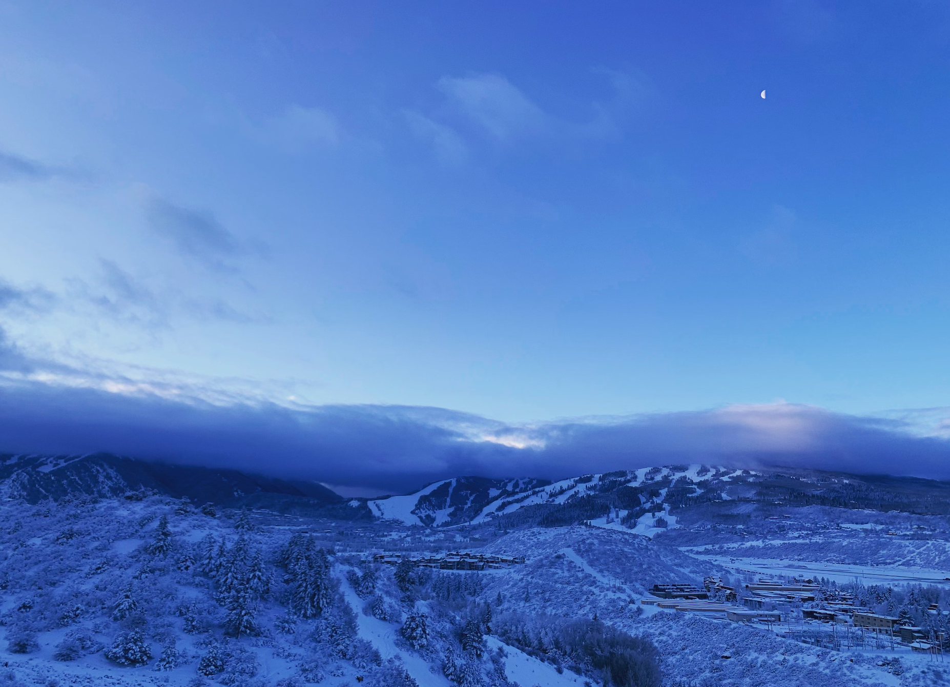 aspen mountains with moon