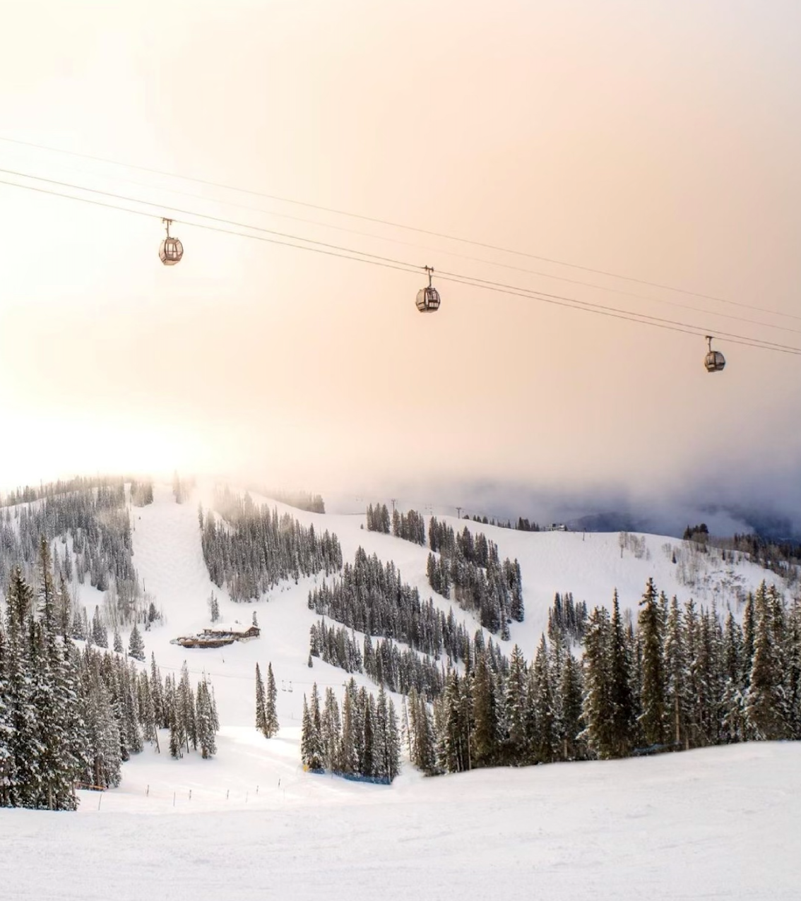 gondola with hazy skies ski resort