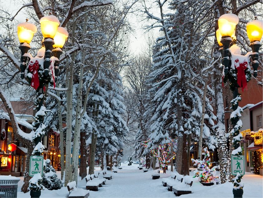 aspen sidewalk  in winter 