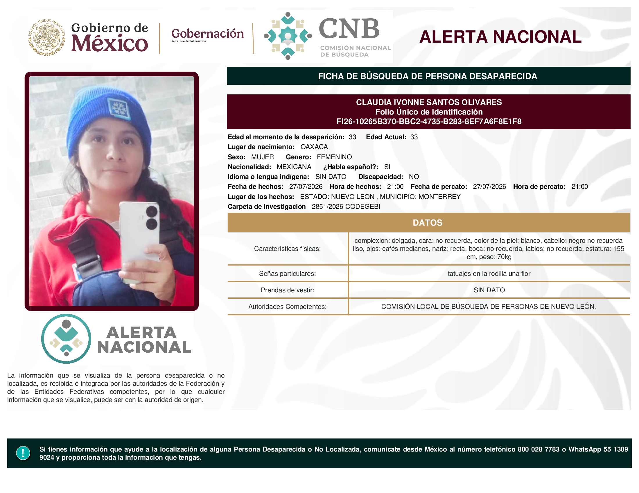 CLAUDIA IVONNE SANTOS OLIVARES
