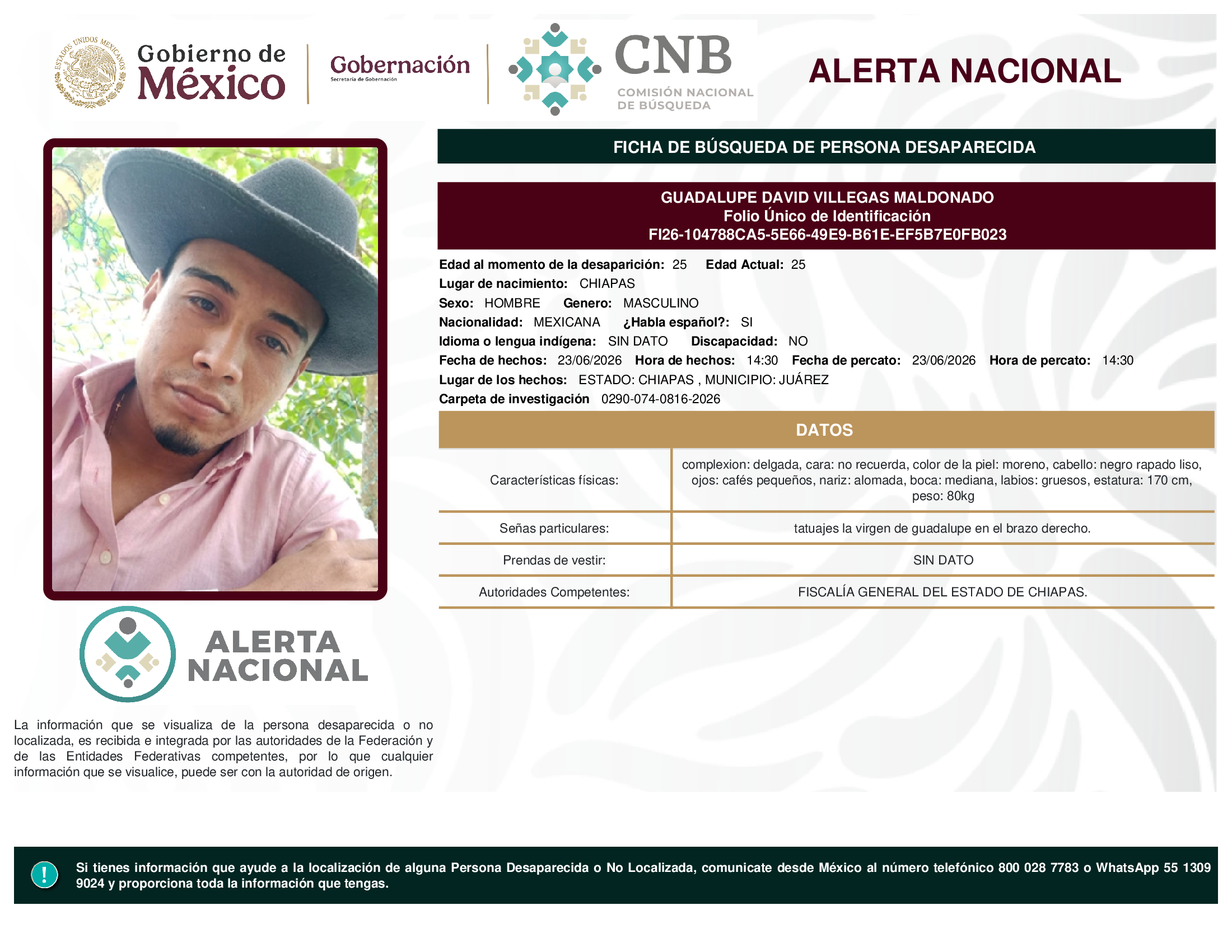 GUADALUPE DAVID VILLEGAS MALDONADO