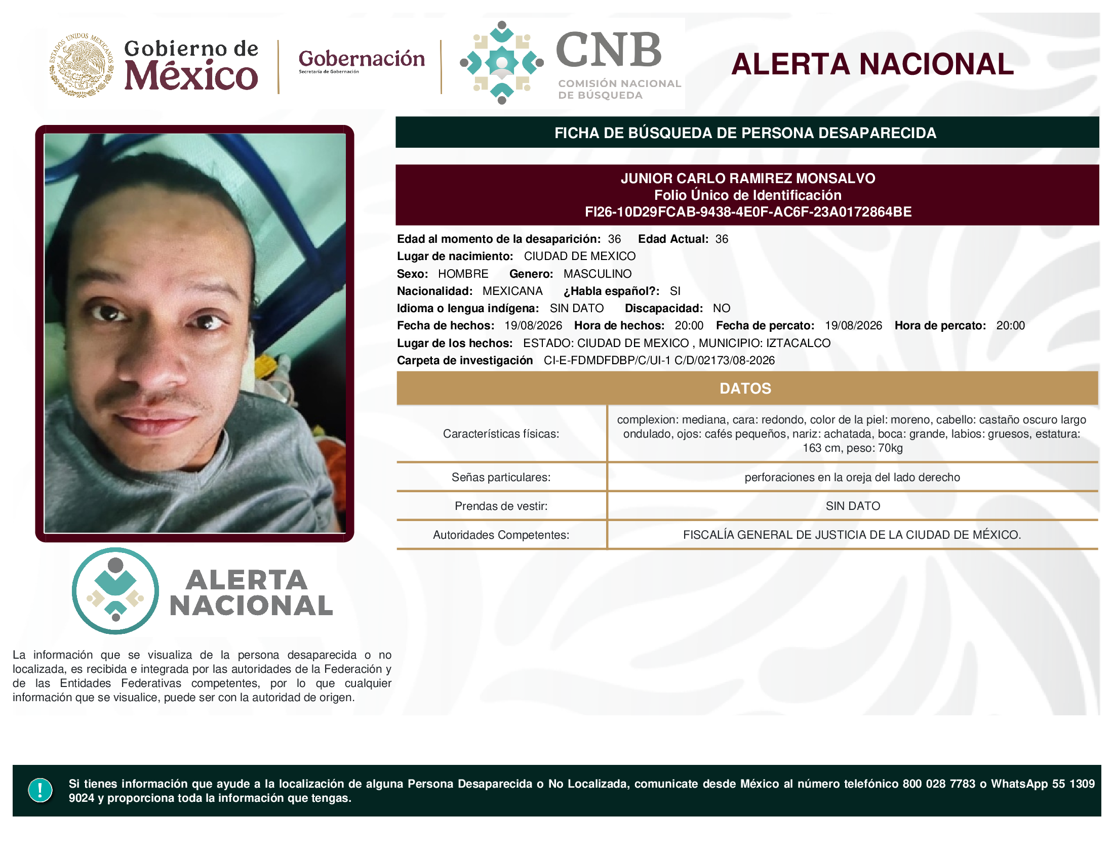 JUNIOR CARLO RAMIREZ MONSALVO
