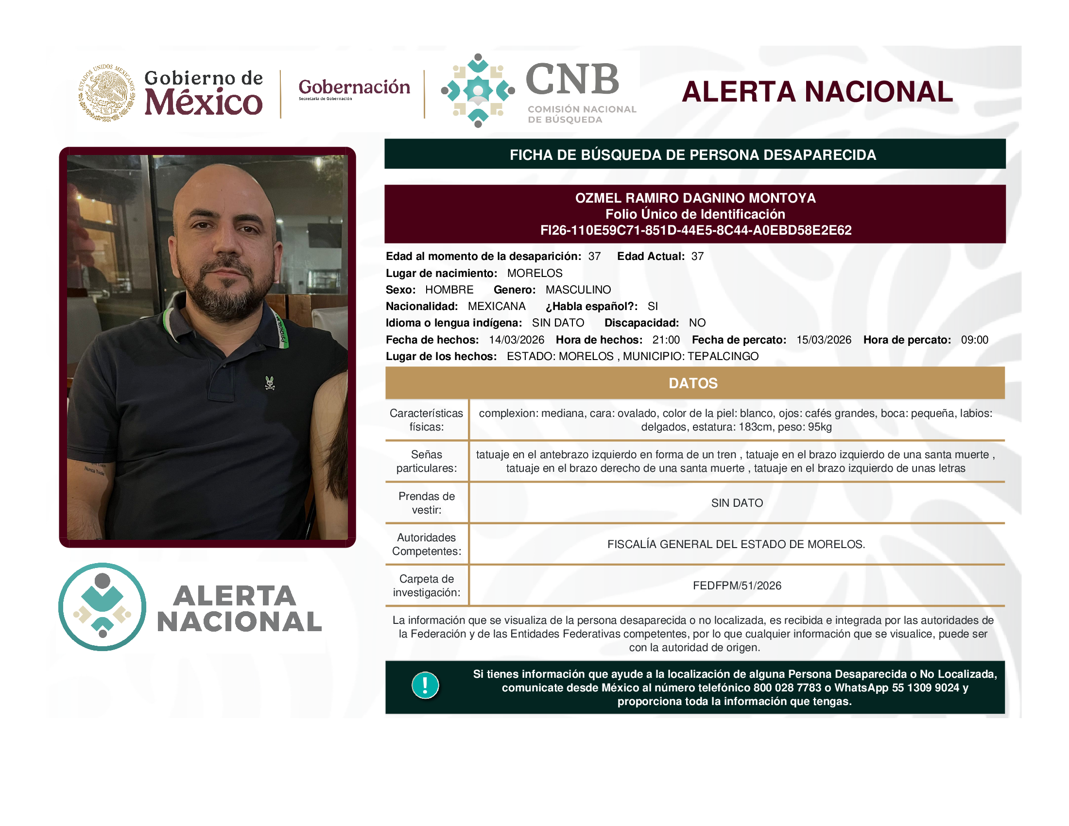 OZMEL RAMIRO DAGNINO MONTOYA