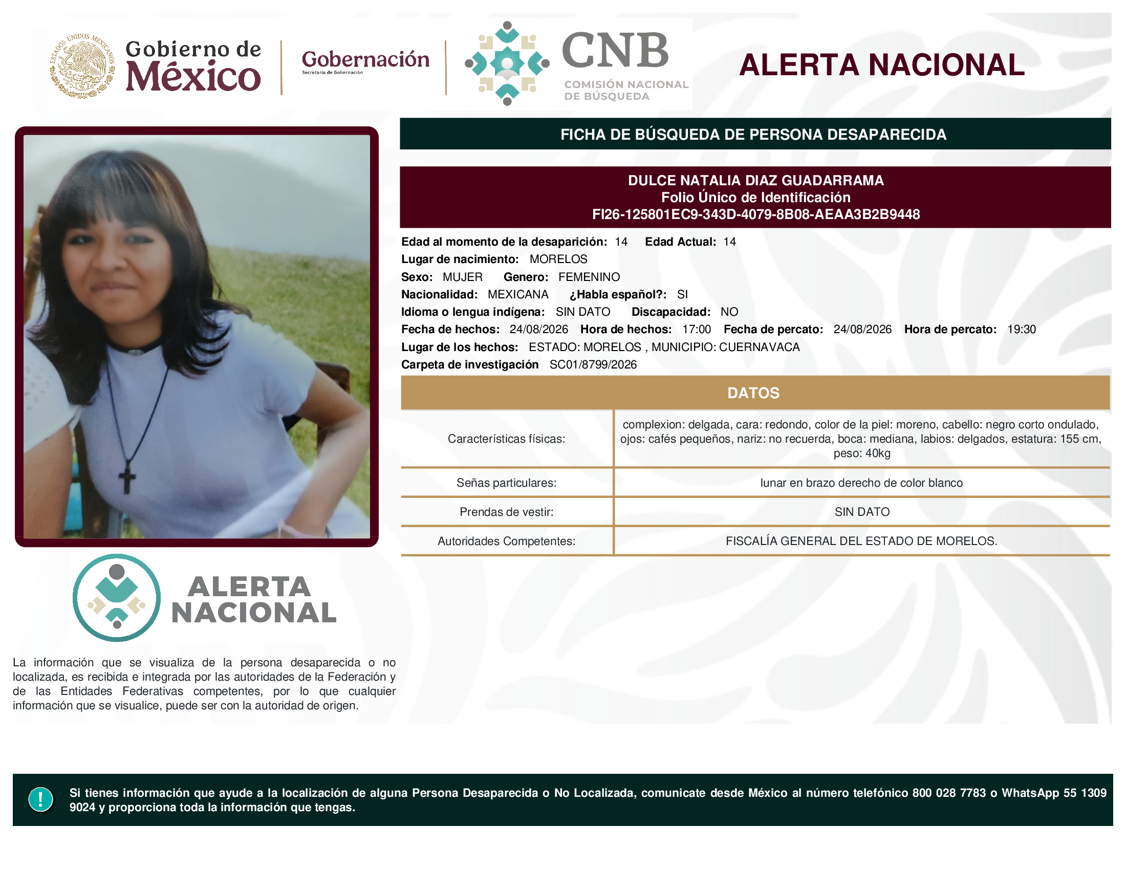 DULCE NATALIA DIAZ GUADARRAMA