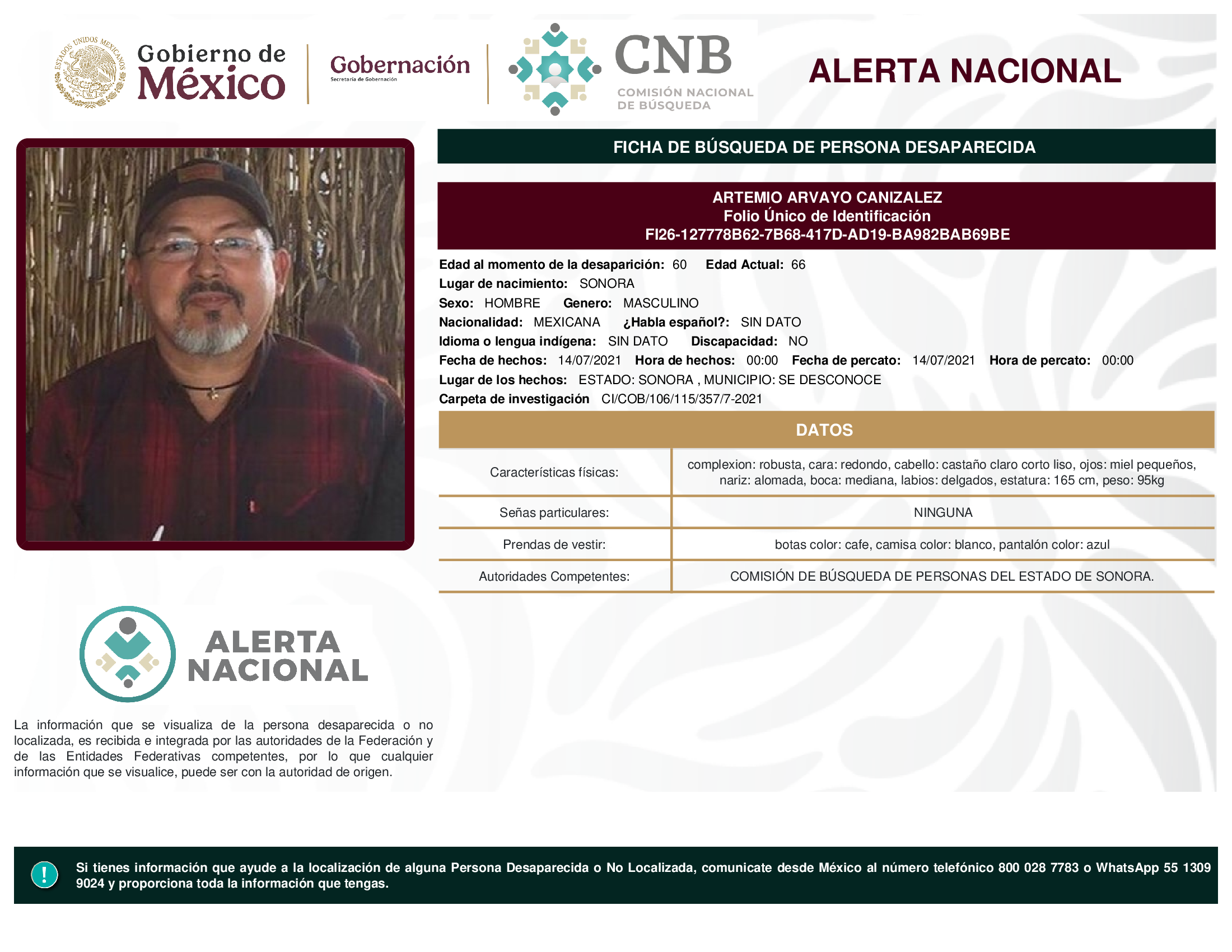 ARTEMIO ARVAYO CANIZALEZ