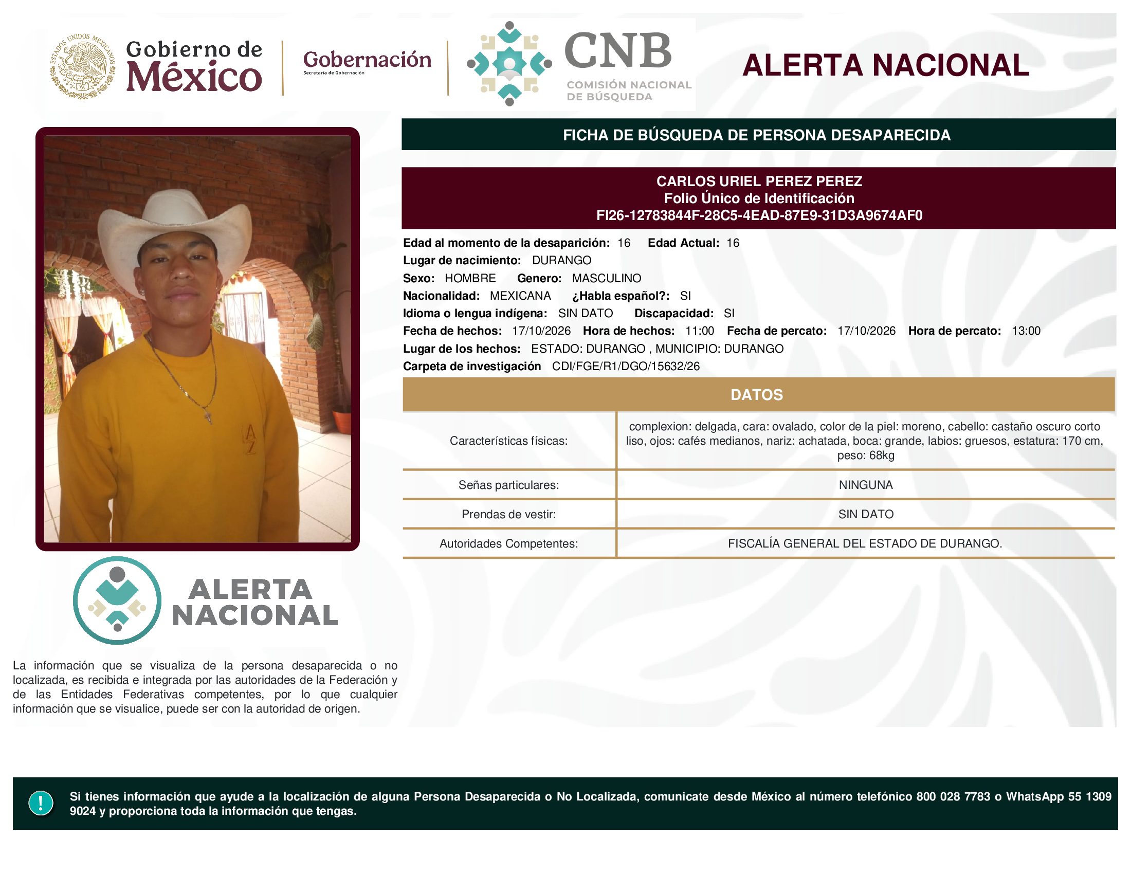 CARLOS URIEL PEREZ PEREZ