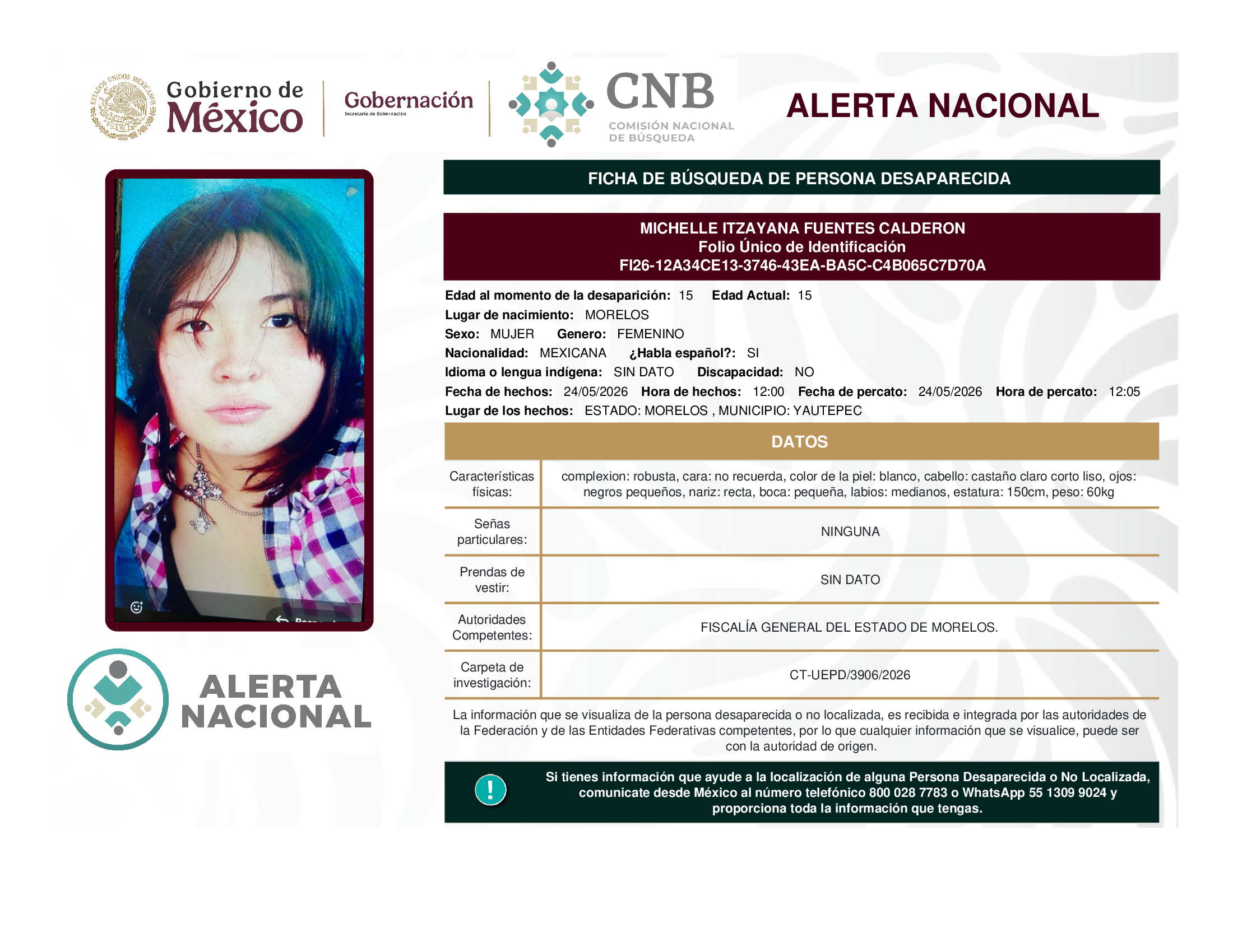 MICHELLE ITZAYANA FUENTES CALDERON
