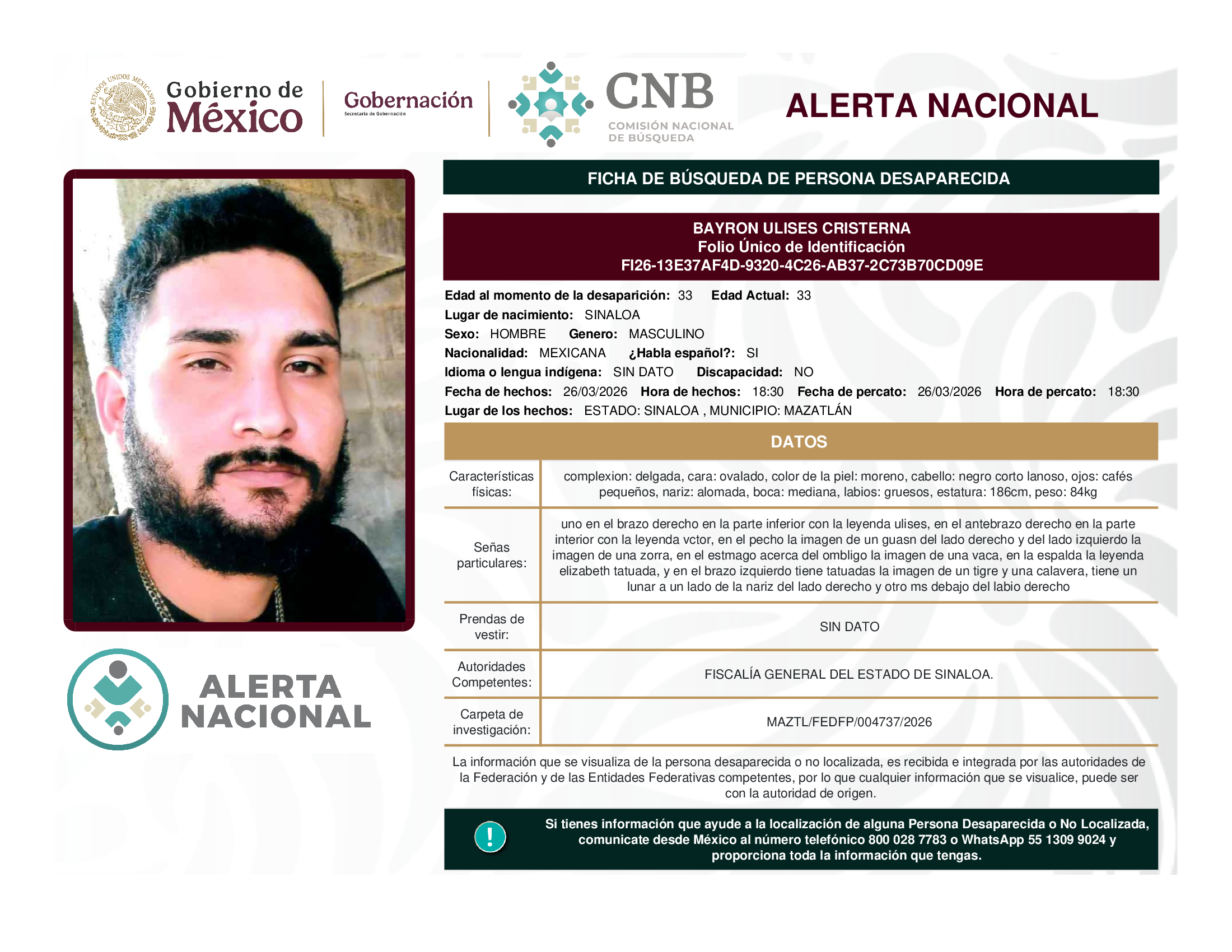 BAYRON ULISES CRISTERNA
