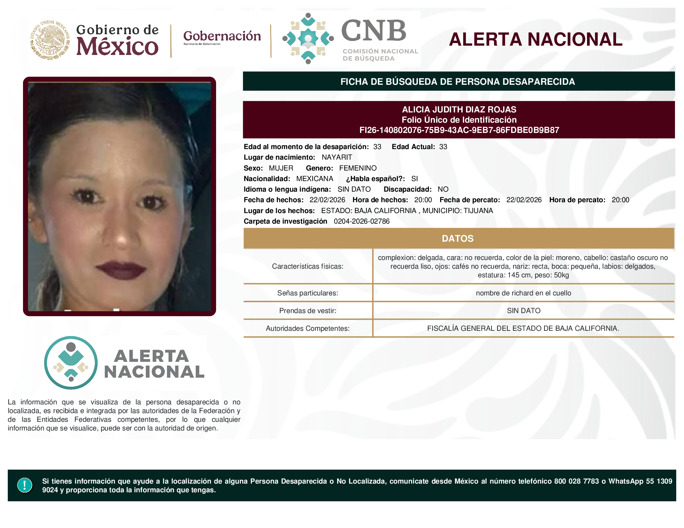 ALICIA JUDITH DIAZ ROJAS