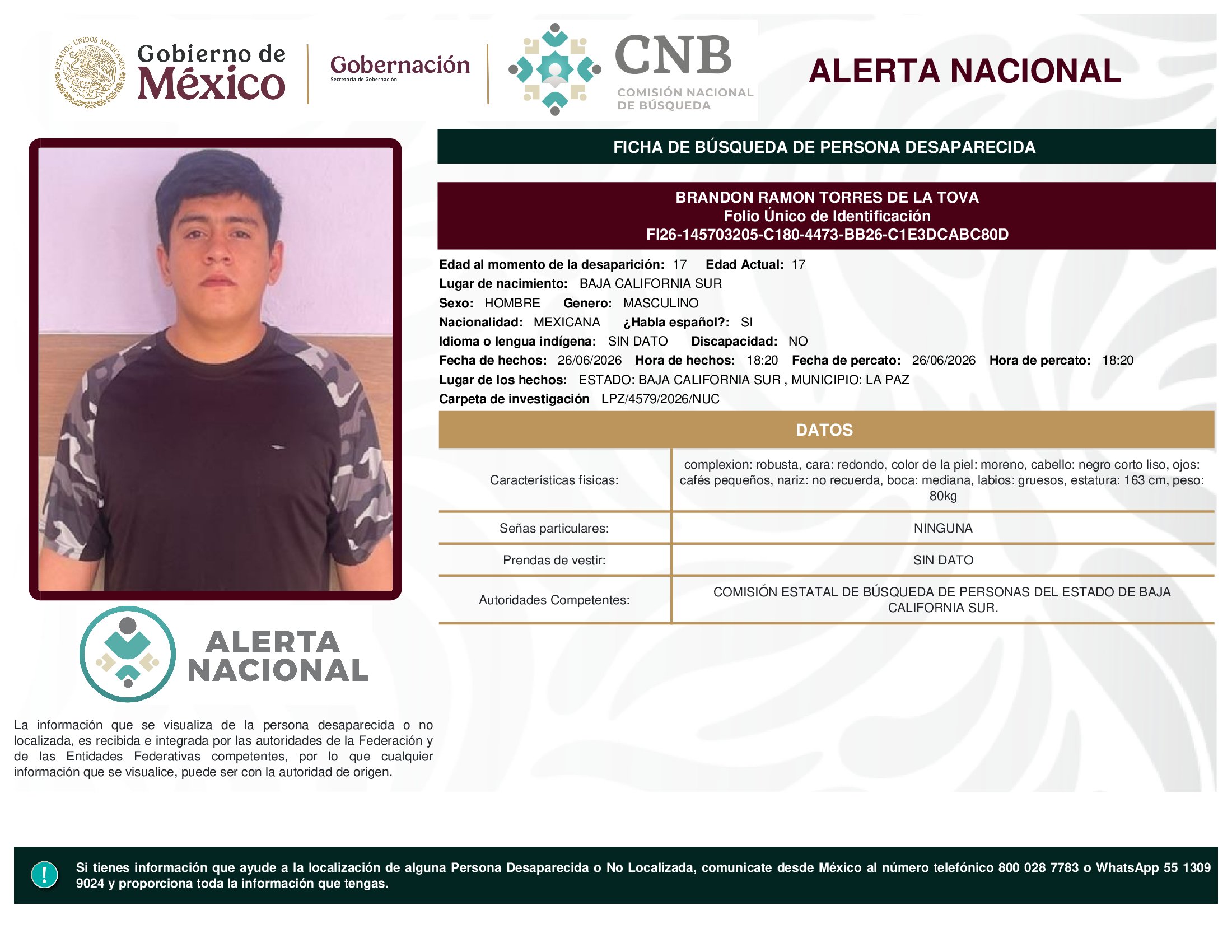 BRANDON RAMON TORRES DE LA TOVA