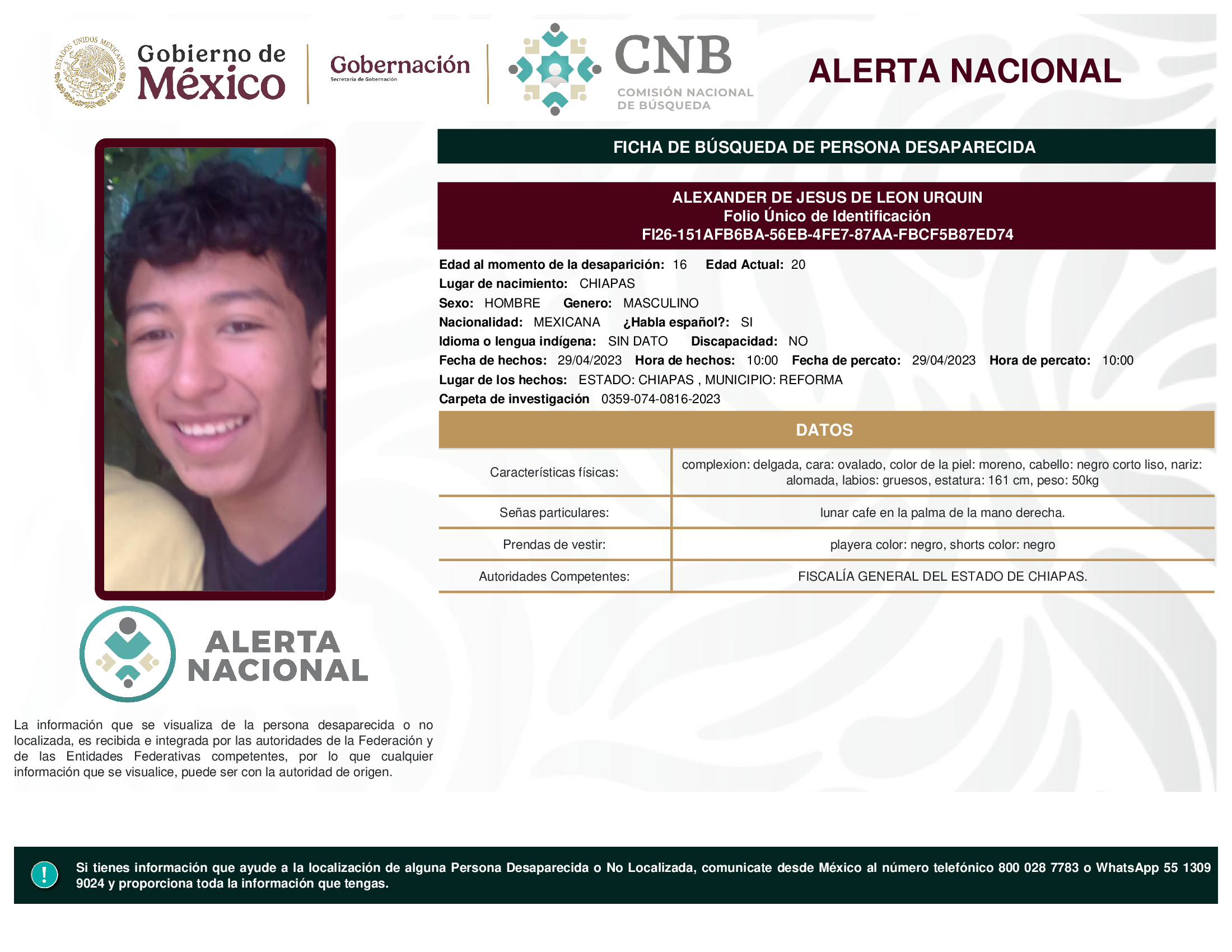ALEXANDER DE JESUS DE LEON URQUIN