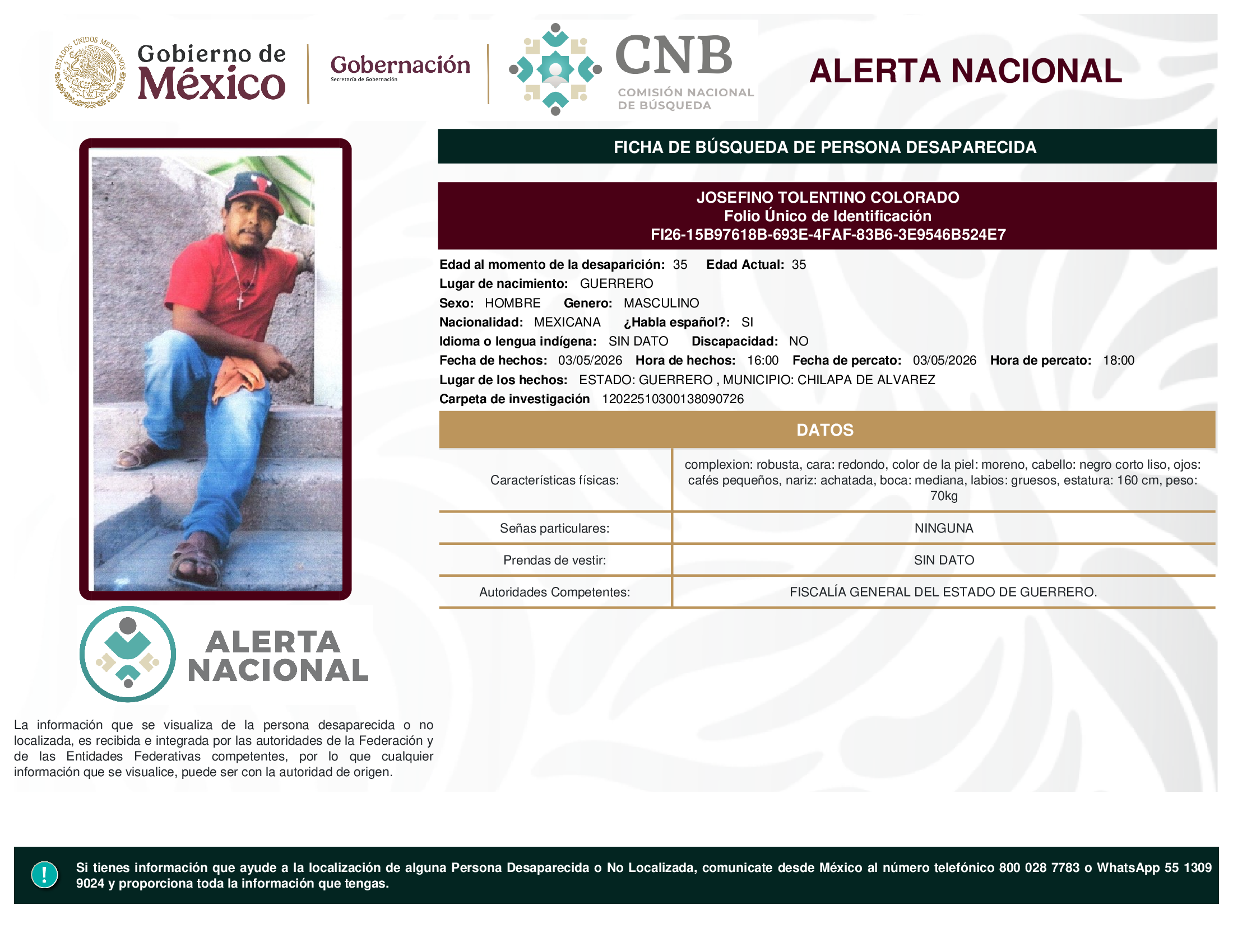 JOSEFINO TOLENTINO COLORADO