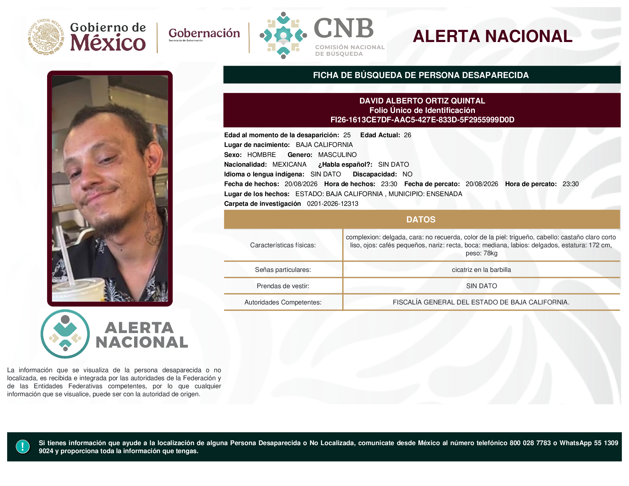 DAVID ALBERTO ORTIZ QUINTAL