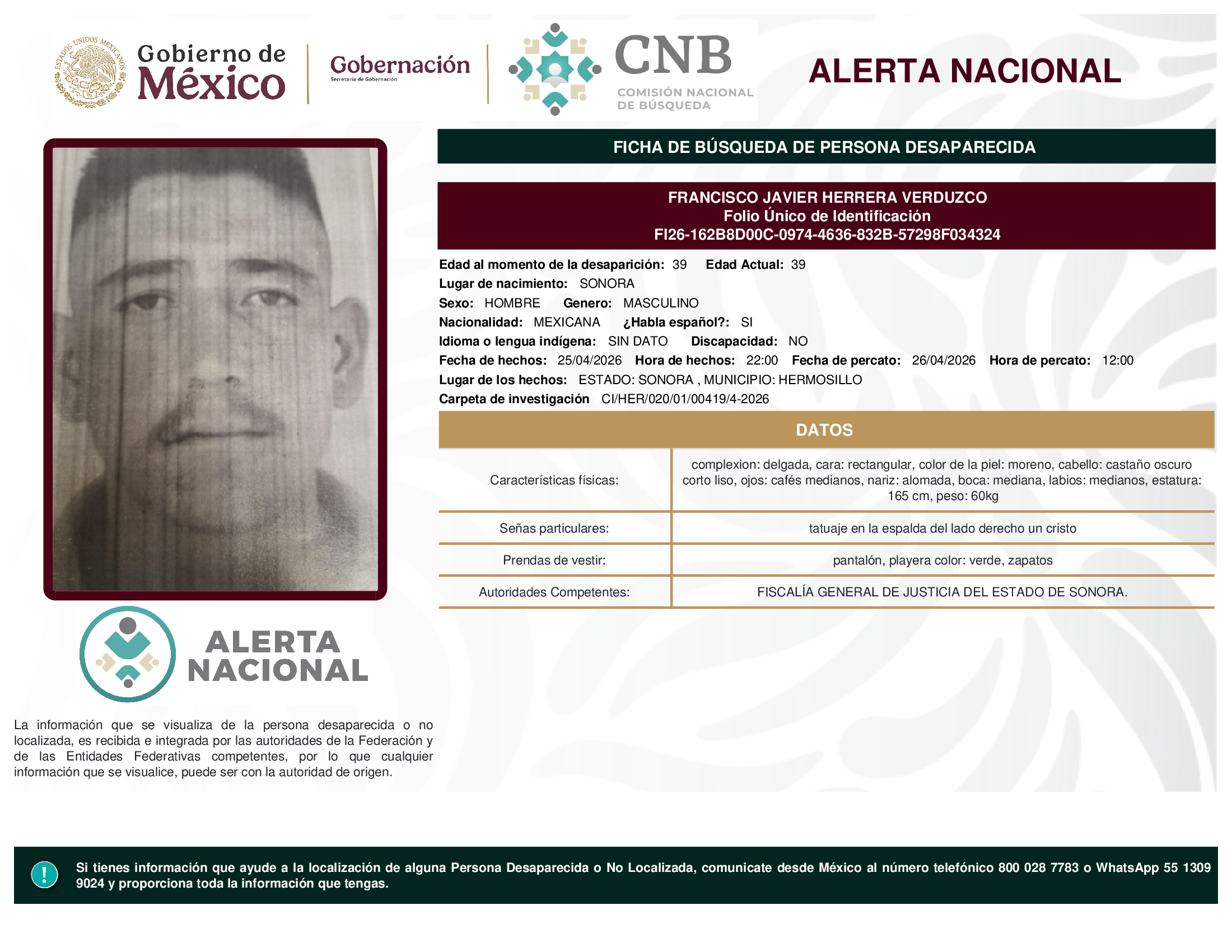 FRANCISCO JAVIER HERRERA VERDUZCO