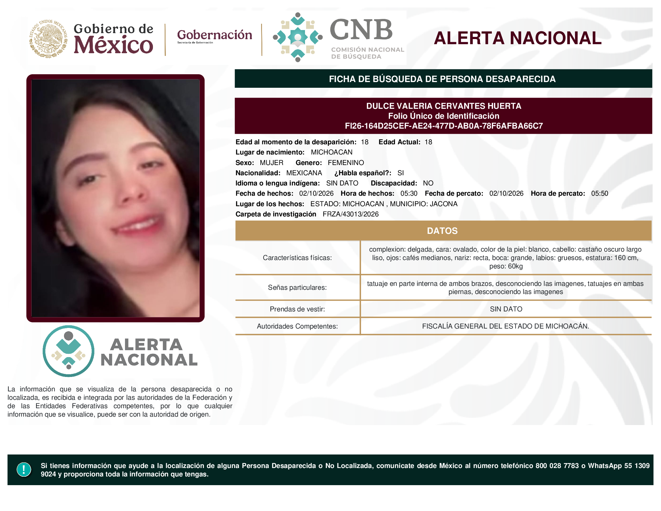 DULCE VALERIA CERVANTES HUERTA