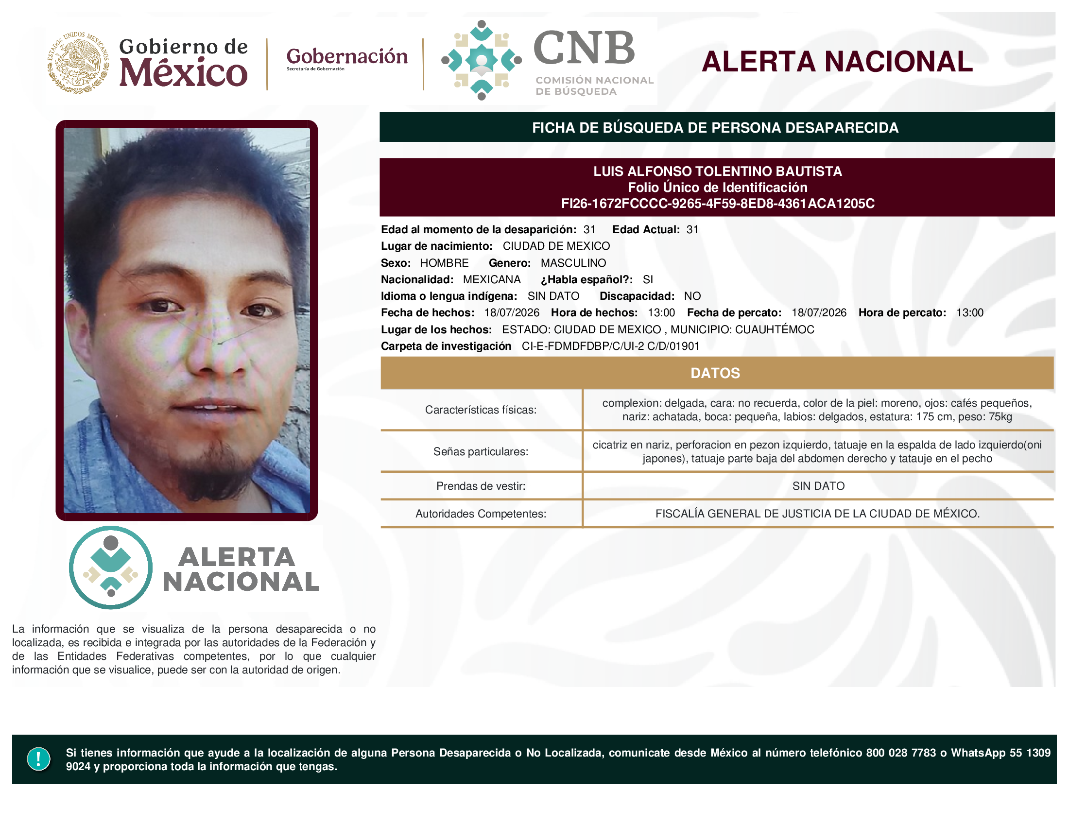 LUIS ALFONSO TOLENTINO BAUTISTA