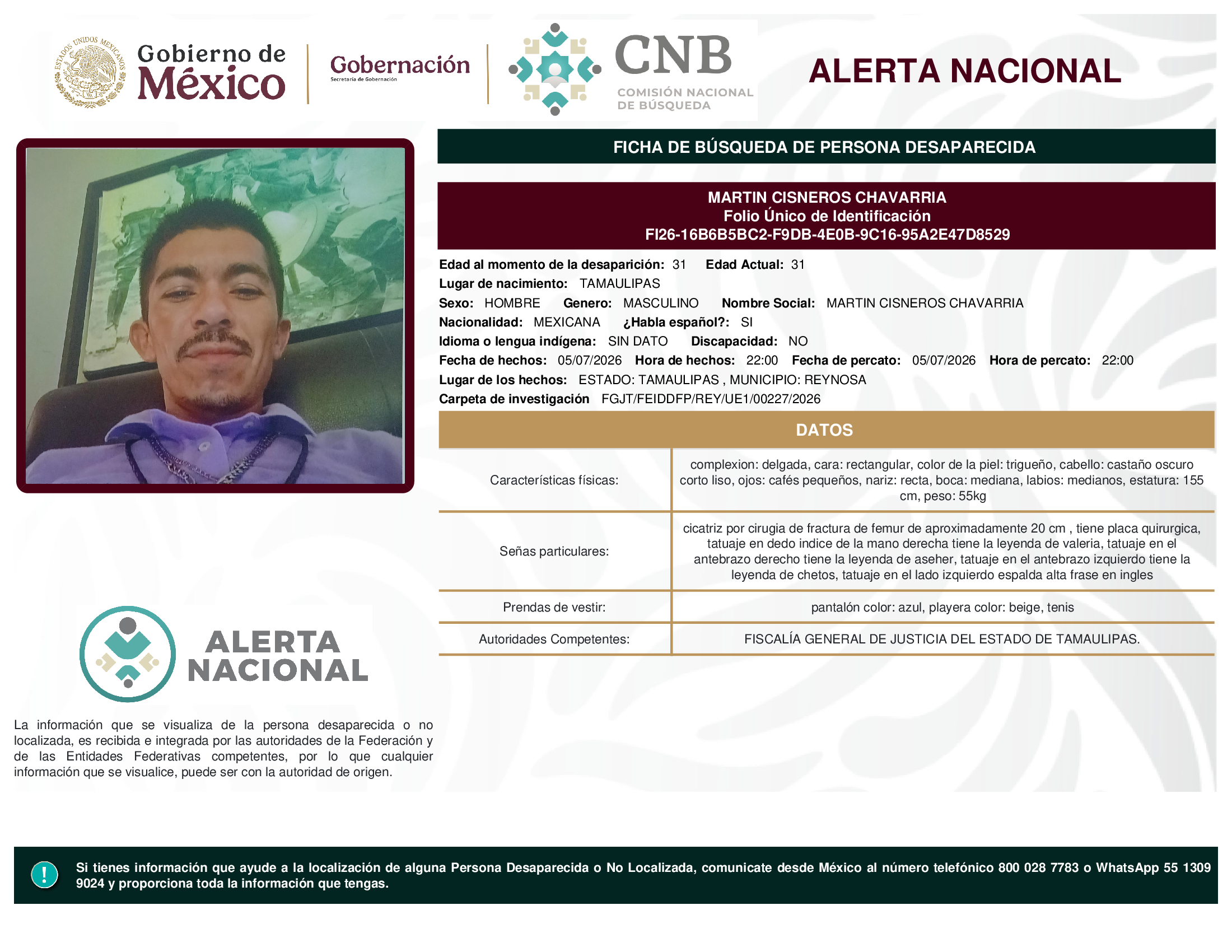 MARTIN CISNEROS CHAVARRIA