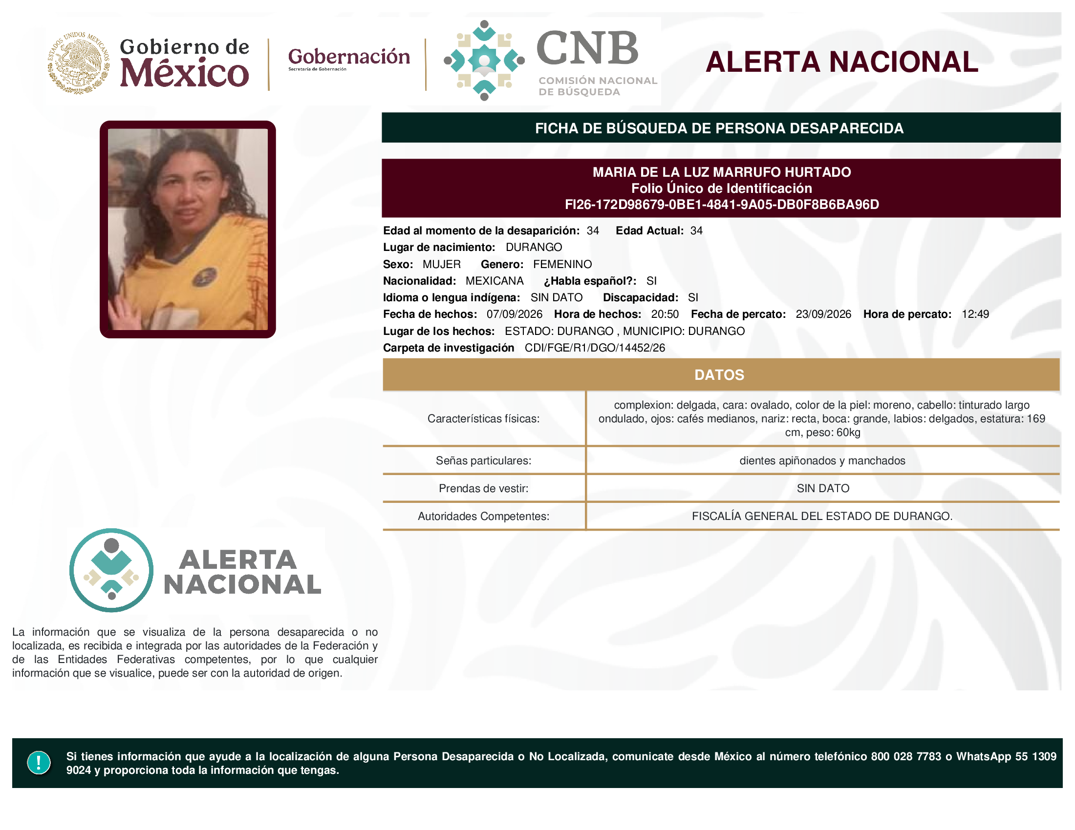 MARIA DE LA LUZ MARRUFO HURTADO