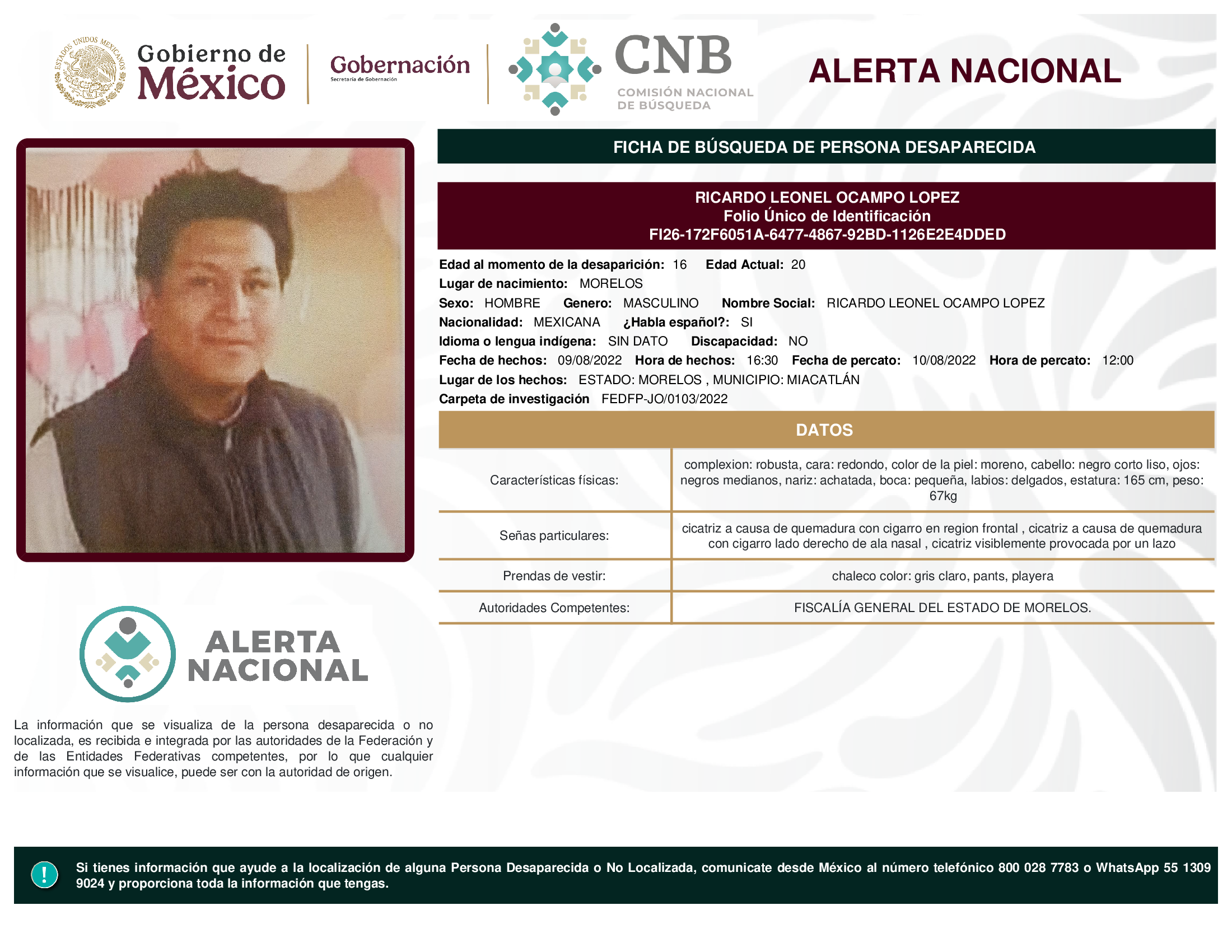 RICARDO LEONEL OCAMPO LOPEZ