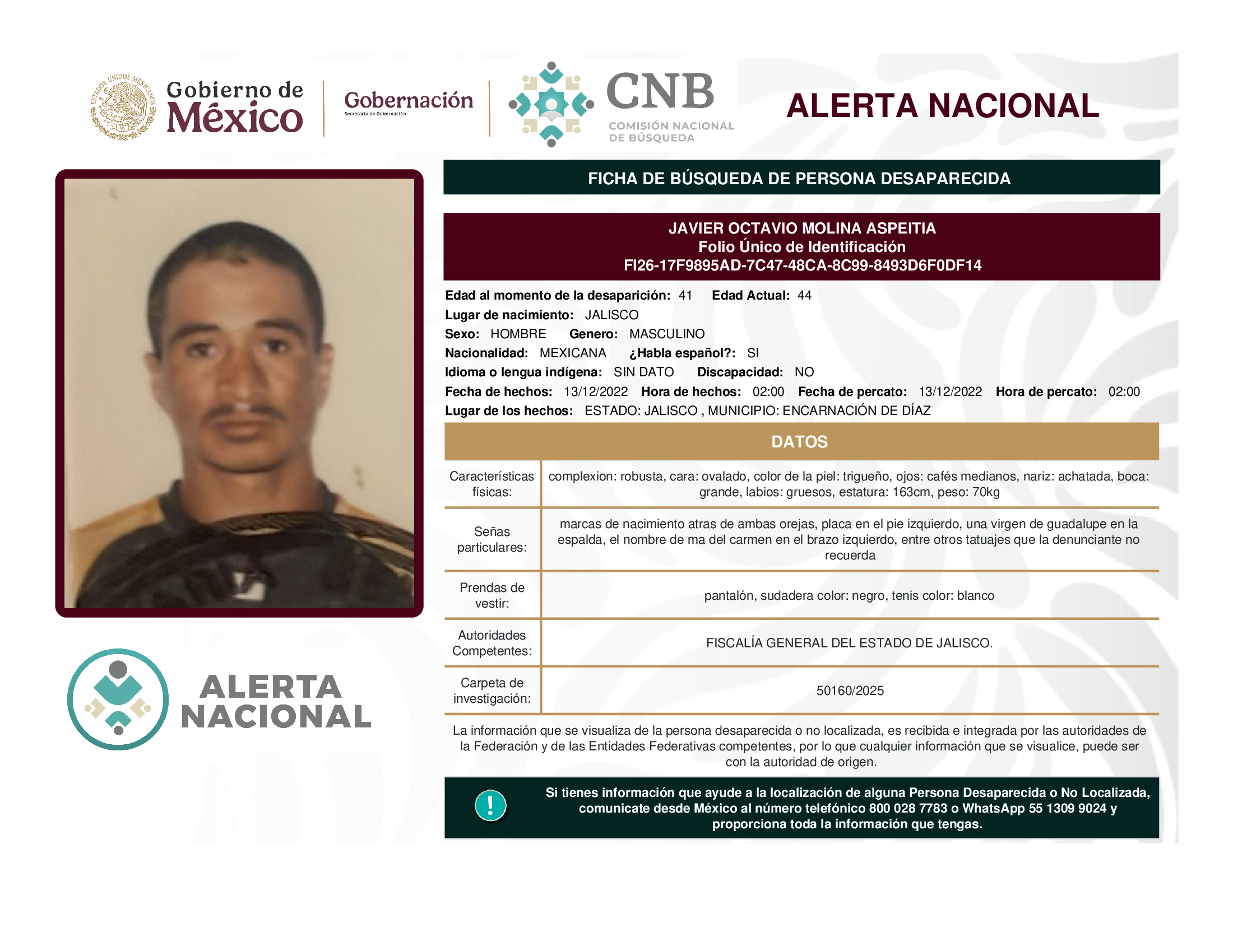 JAVIER OCTAVIO MOLINA ASPEITIA