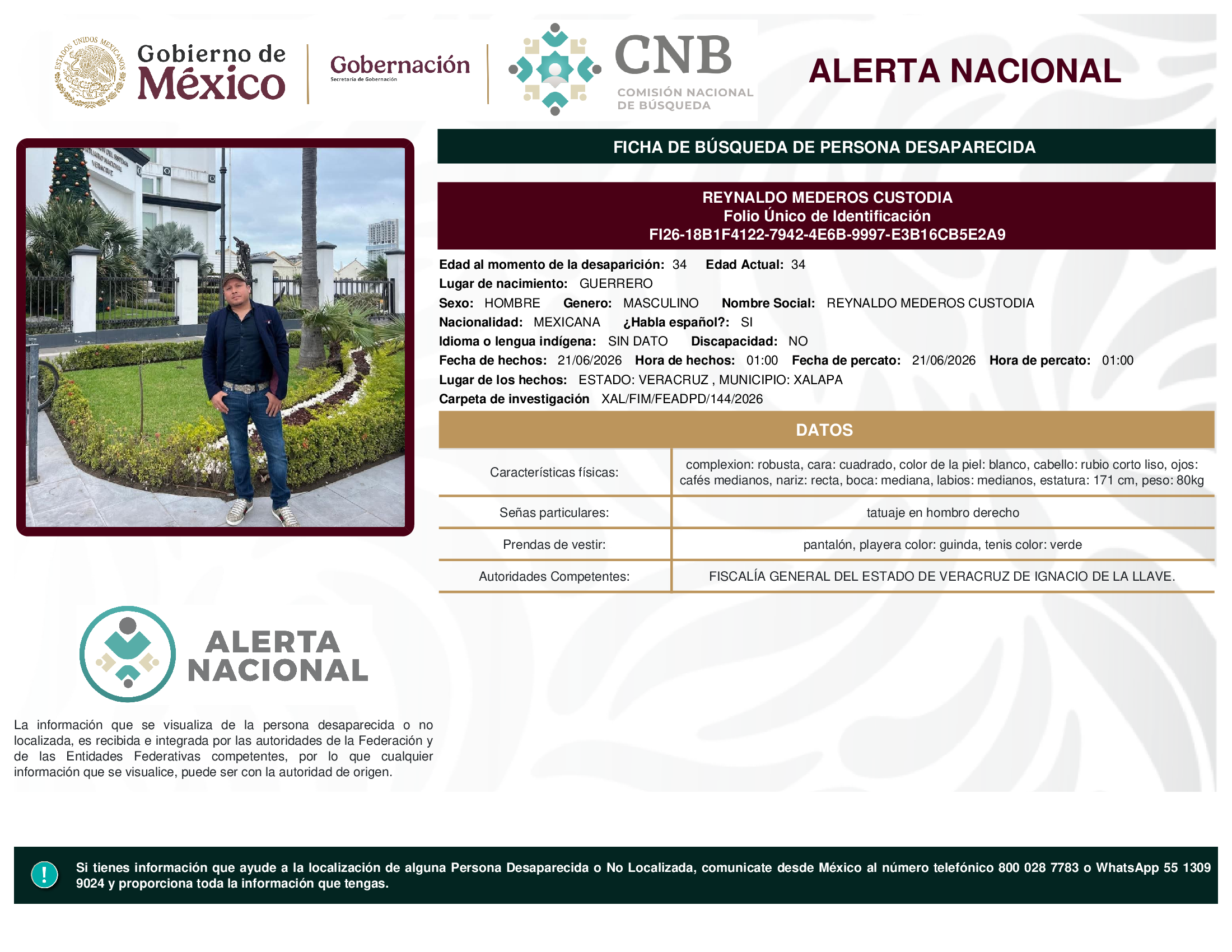 REYNALDO MEDEROS CUSTODIA