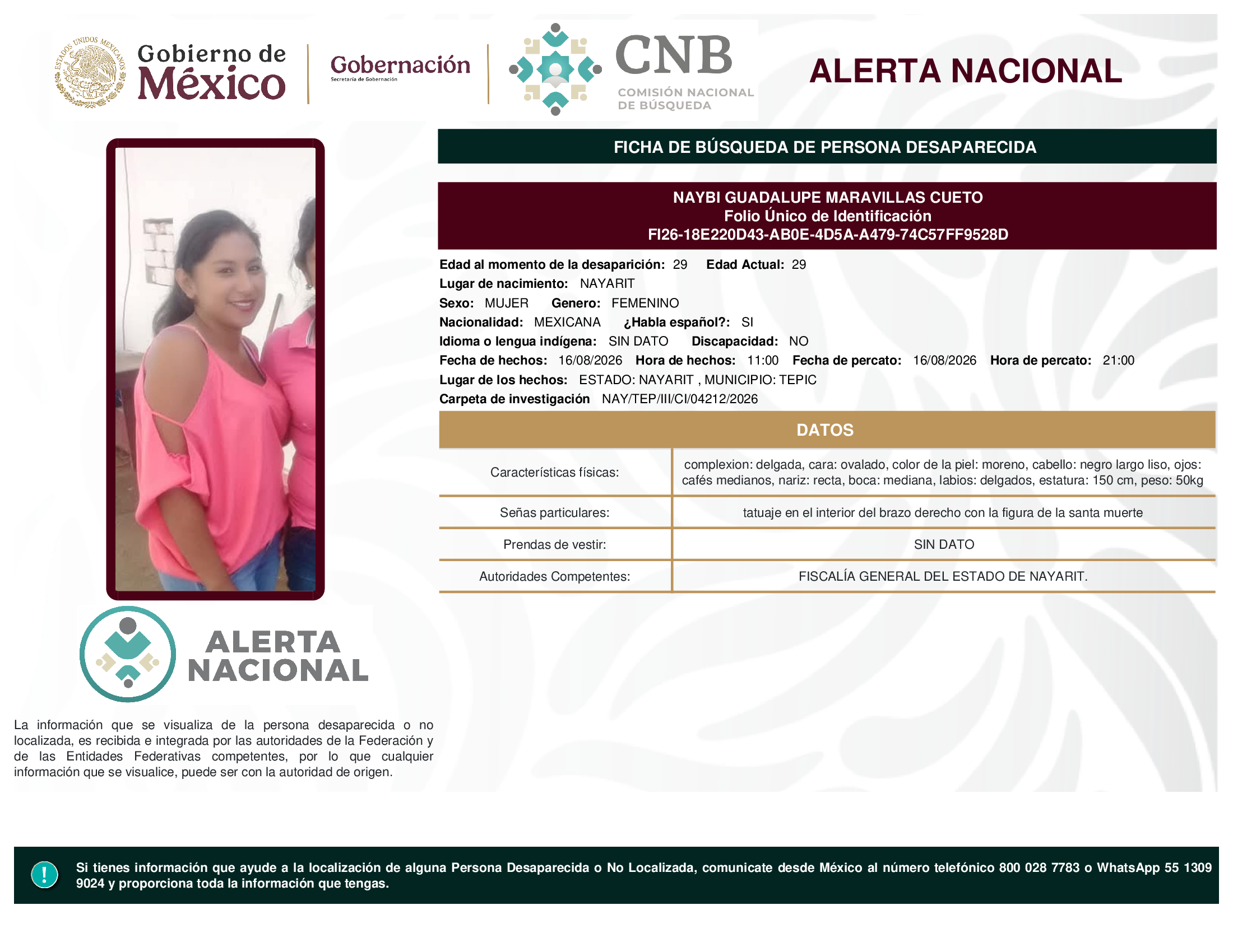 NAYBI GUADALUPE MARAVILLAS CUETO