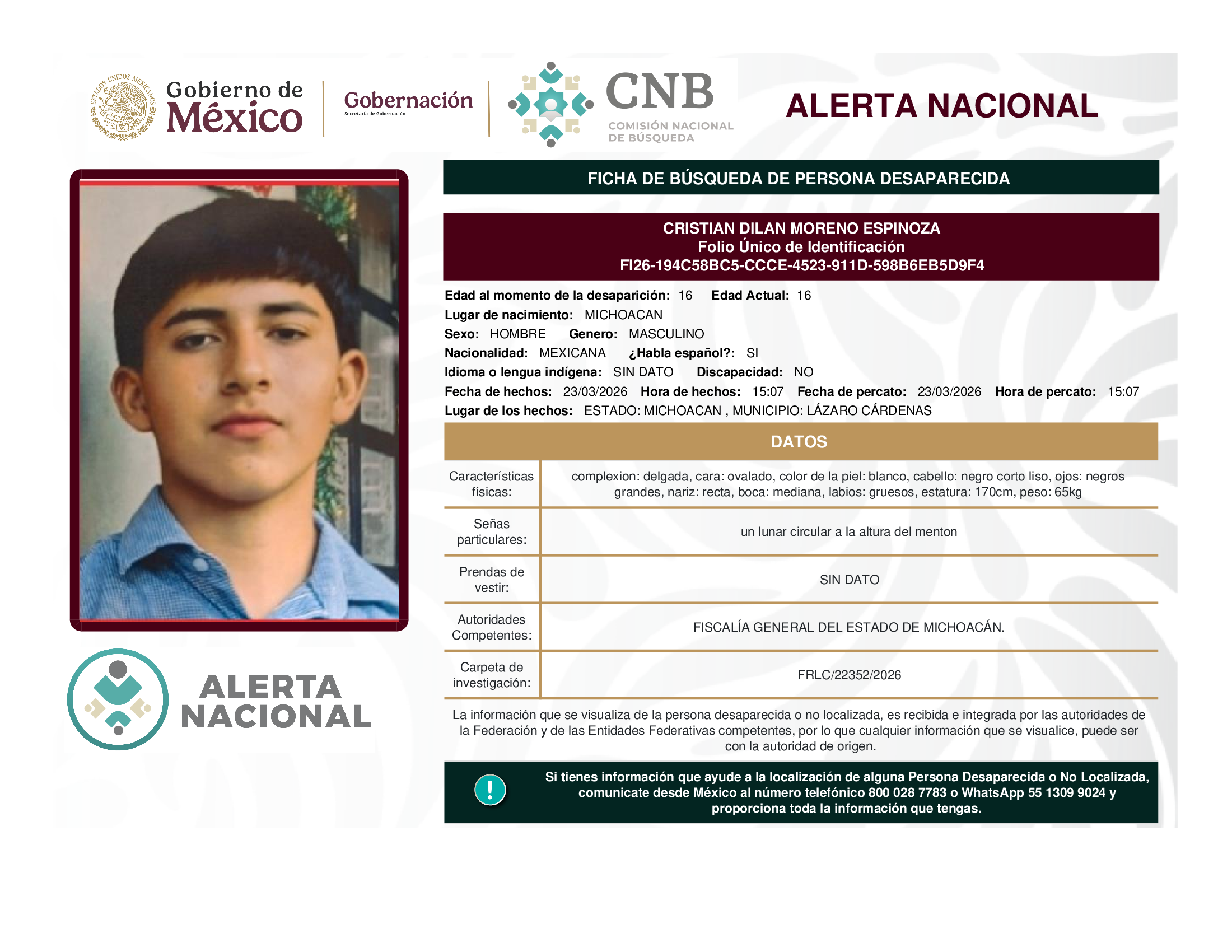 CRISTIAN DILAN MORENO ESPINOZA