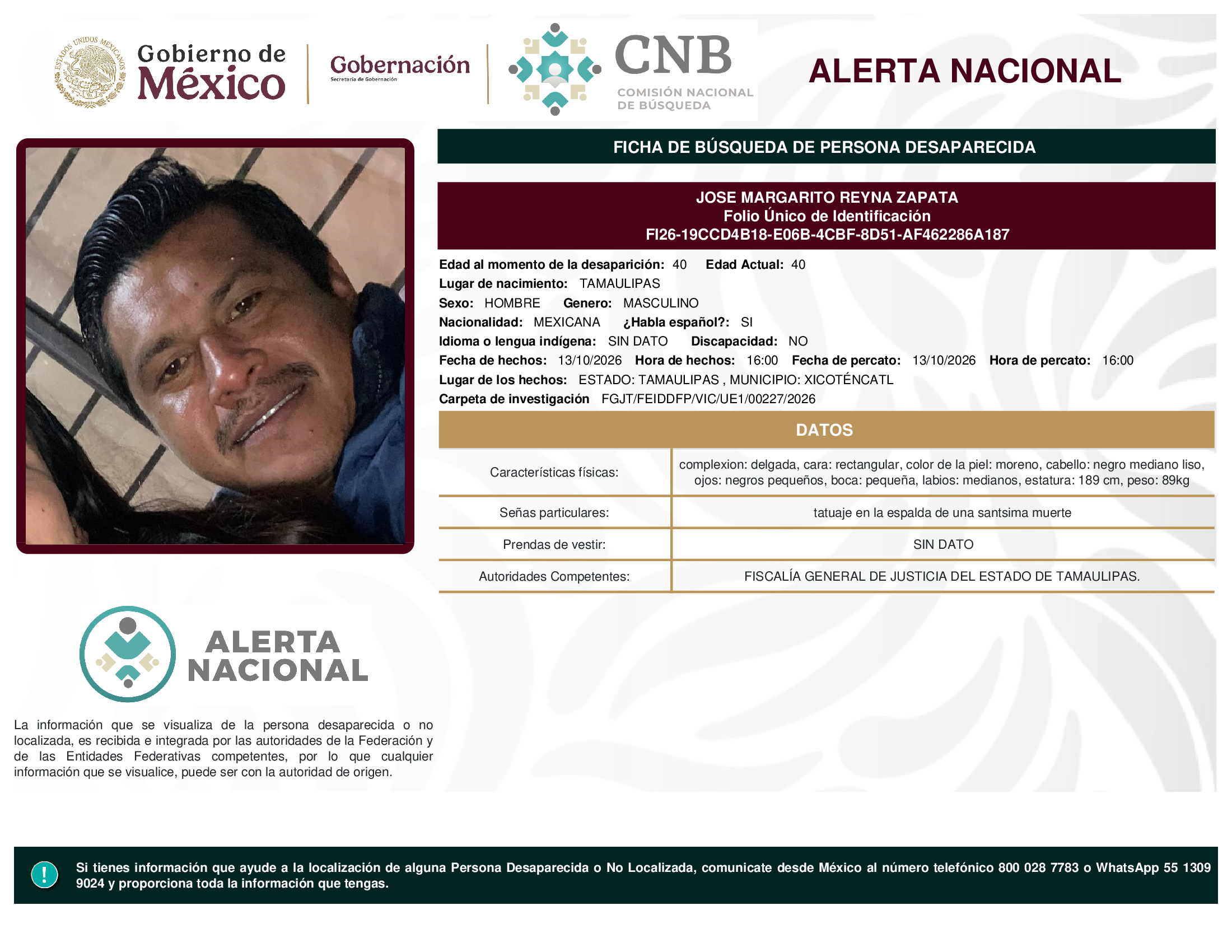 JOSE MARGARITO REYNA ZAPATA