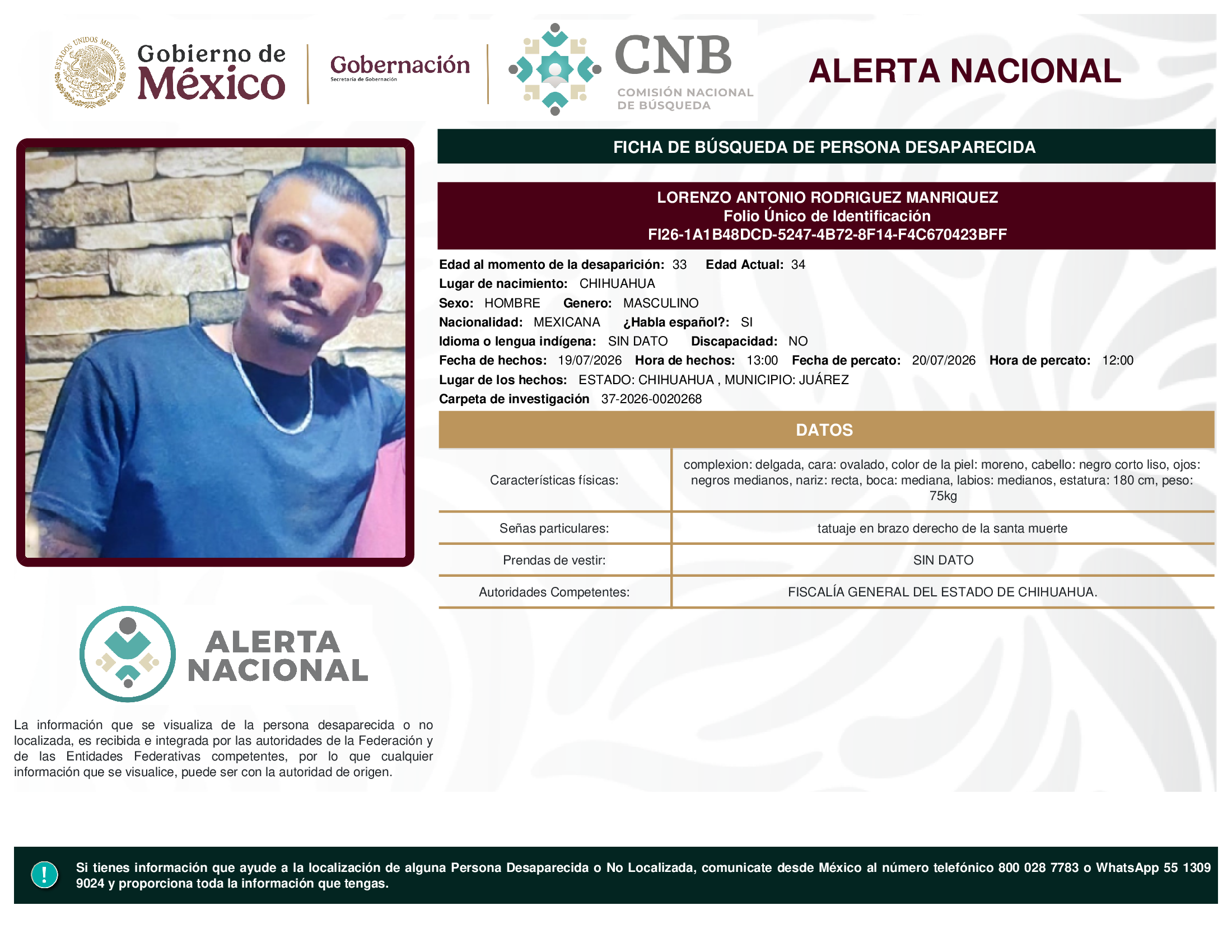 LORENZO ANTONIO RODRIGUEZ MANRIQUEZ